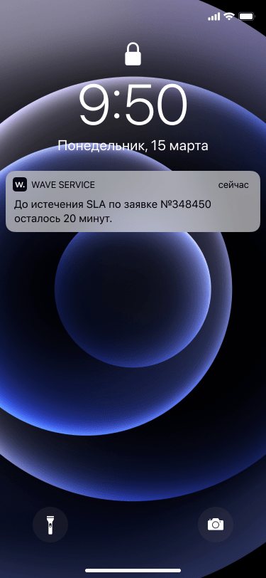 Push-уведомление о скором истечении SLA