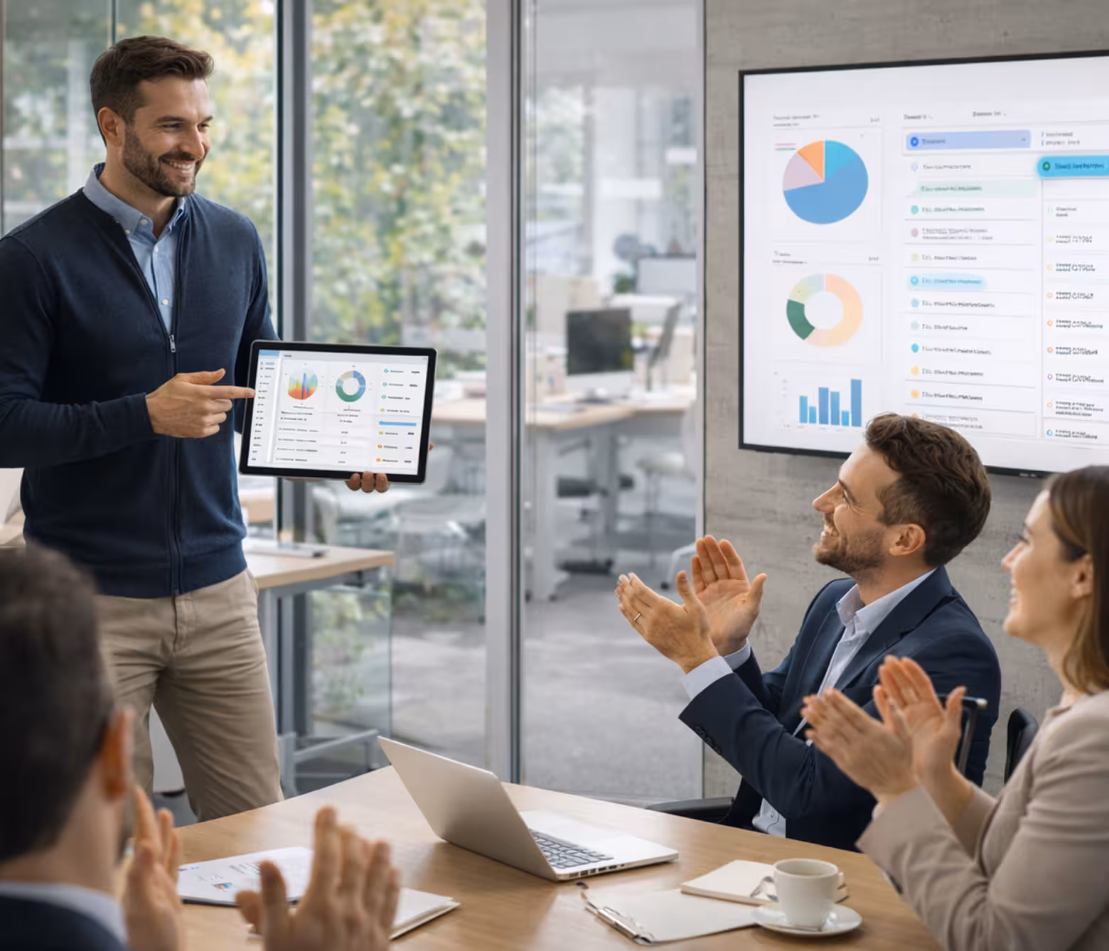 Команда на встрече в офисе