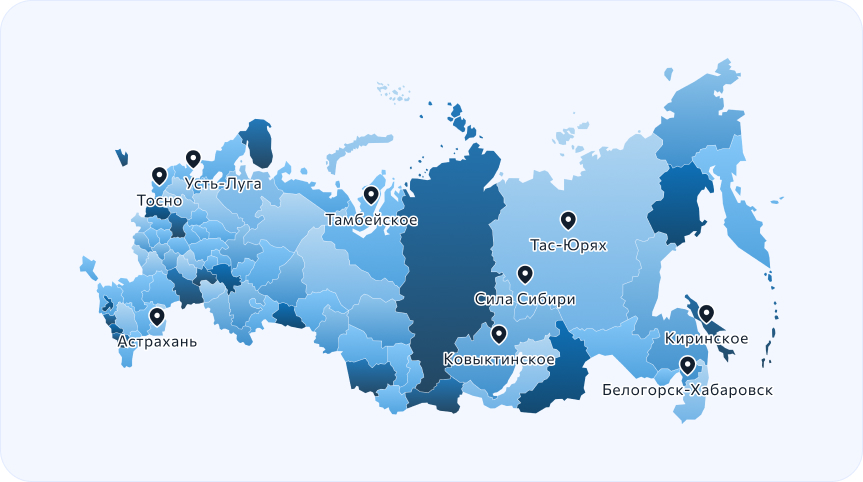 Карта объектов ООО «ГСП-Сервис» по всей России — от Ленинградской области до Дальнего Востока
